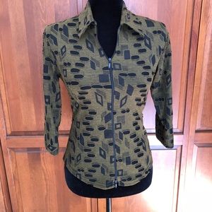 Unique Zip-up Jacket Olive Green